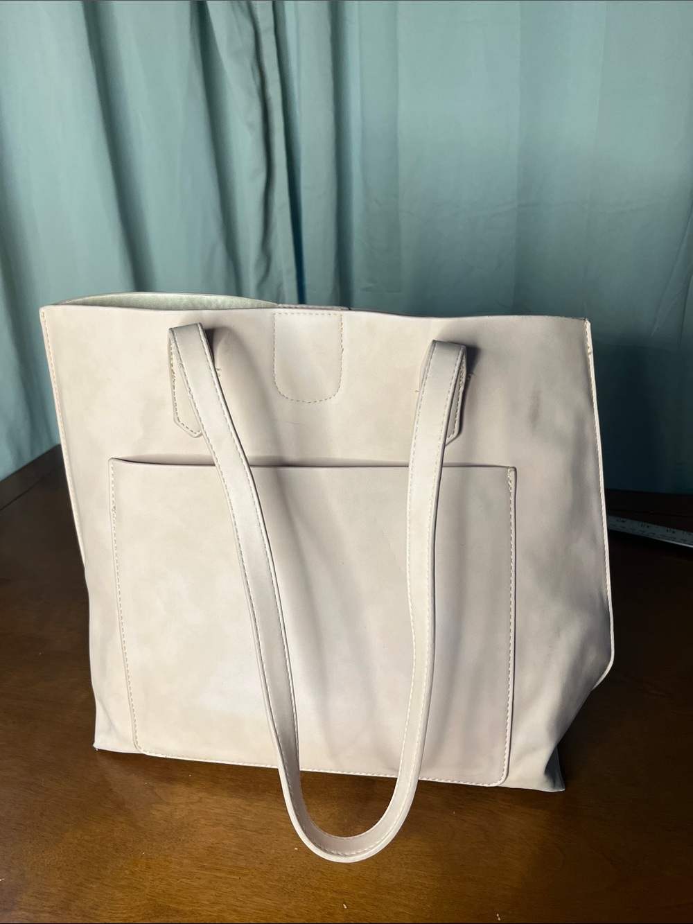 Shiraleah Classic Neutral Tote with Front Pocket - Cream Blush